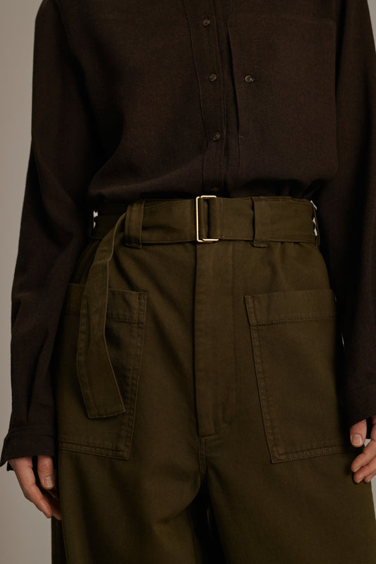 Pantalón Vagabond - Caqui Oscuro - Algodón - Mujer