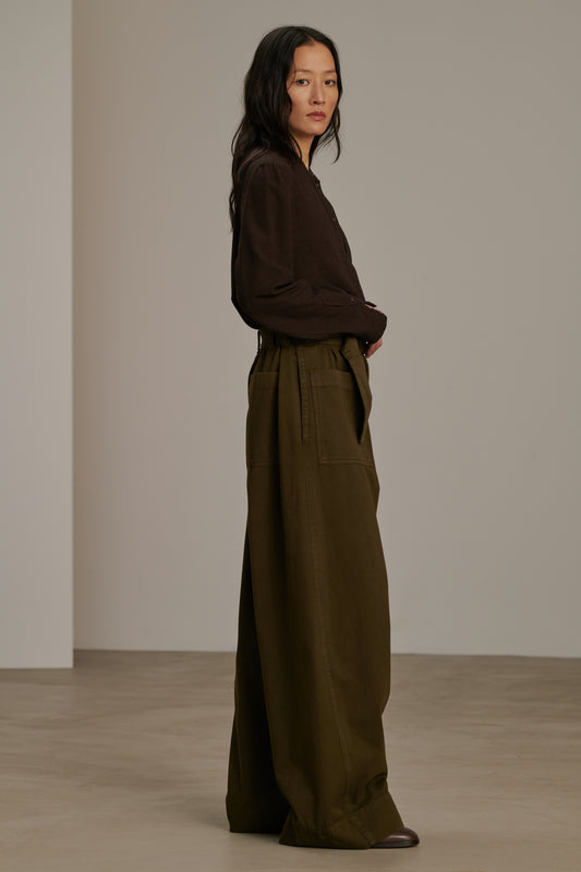Pantalón Vagabond - Caqui Oscuro - Algodón - Mujer