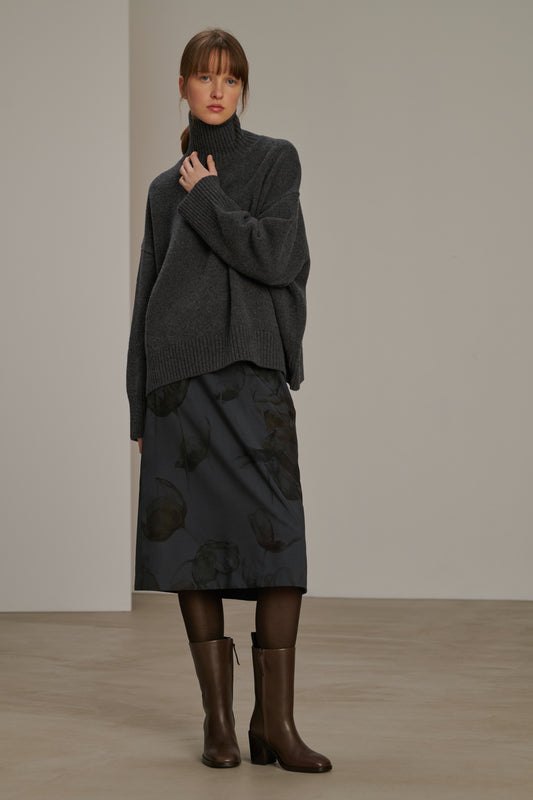 Falda Valet - Gris Antracita - Lana - Mujer
