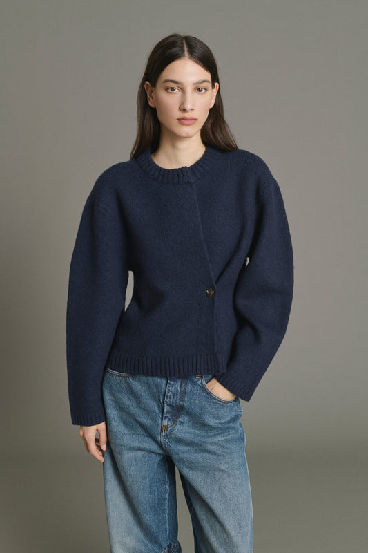 Cárdigan Galileo - Navy - Lana Merino - Mujer