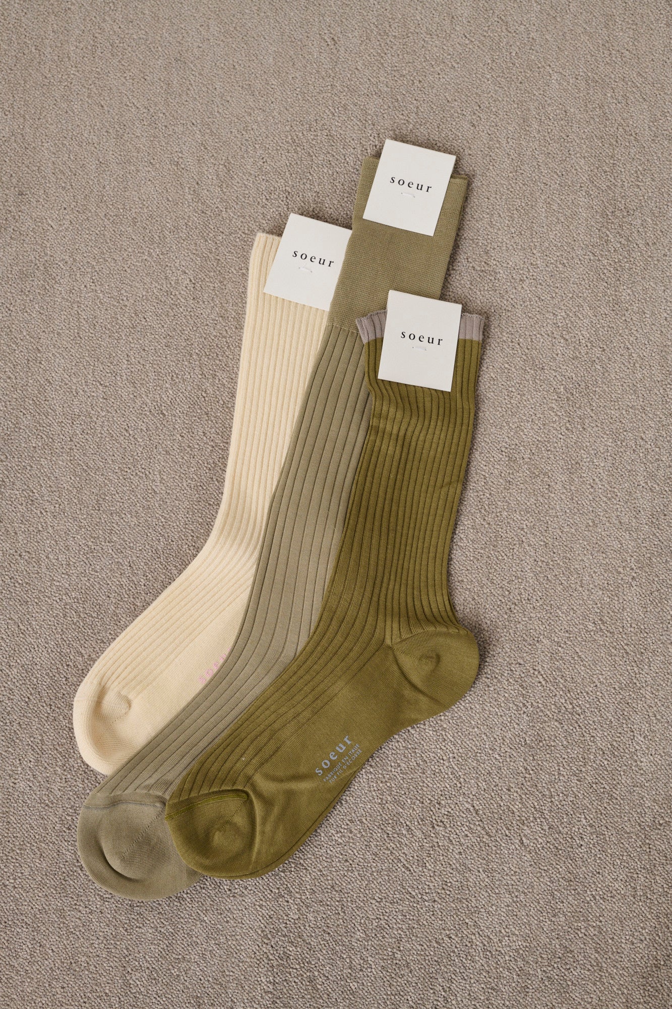 Calcetines Izar - Caqui - Algodón - Mujer