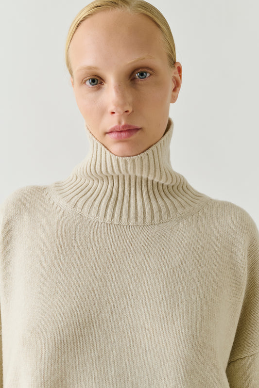Jersey William - Crudo Jaspeado Lana Merino Cuello Alto - Soeur