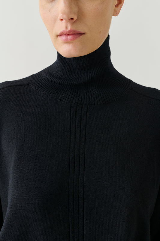 Jersey Nord - Negro Lana Merino Cuello Vuelto Oversize - Soeur