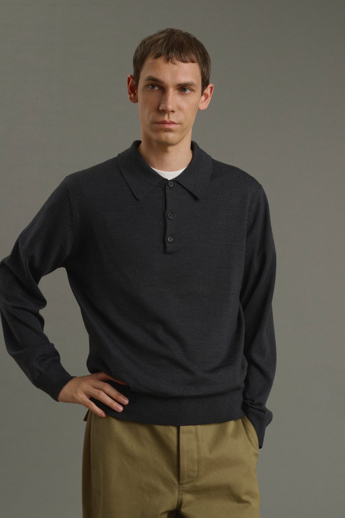 Jersey Etienne - Gris antracita - Lana merina - Hombre vue 3
