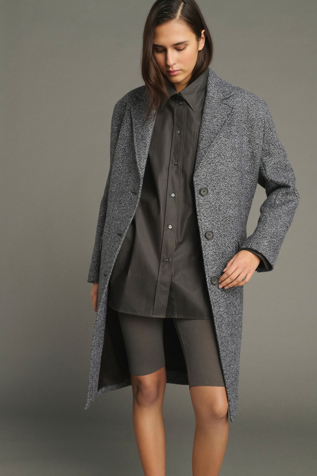 Abrigo Leon - Gris/Negro - Lana - Mujer vue 2