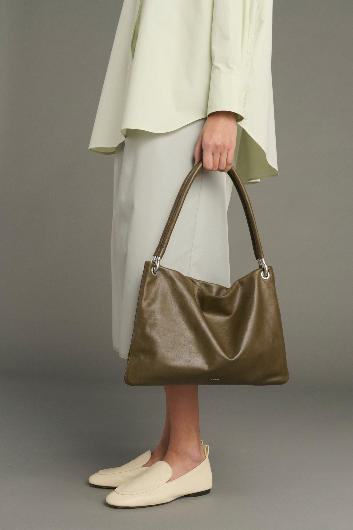 Bolso Cabas Gia Mini - Caqui Piel Lisa Con Cremallera Mujer - Soeur