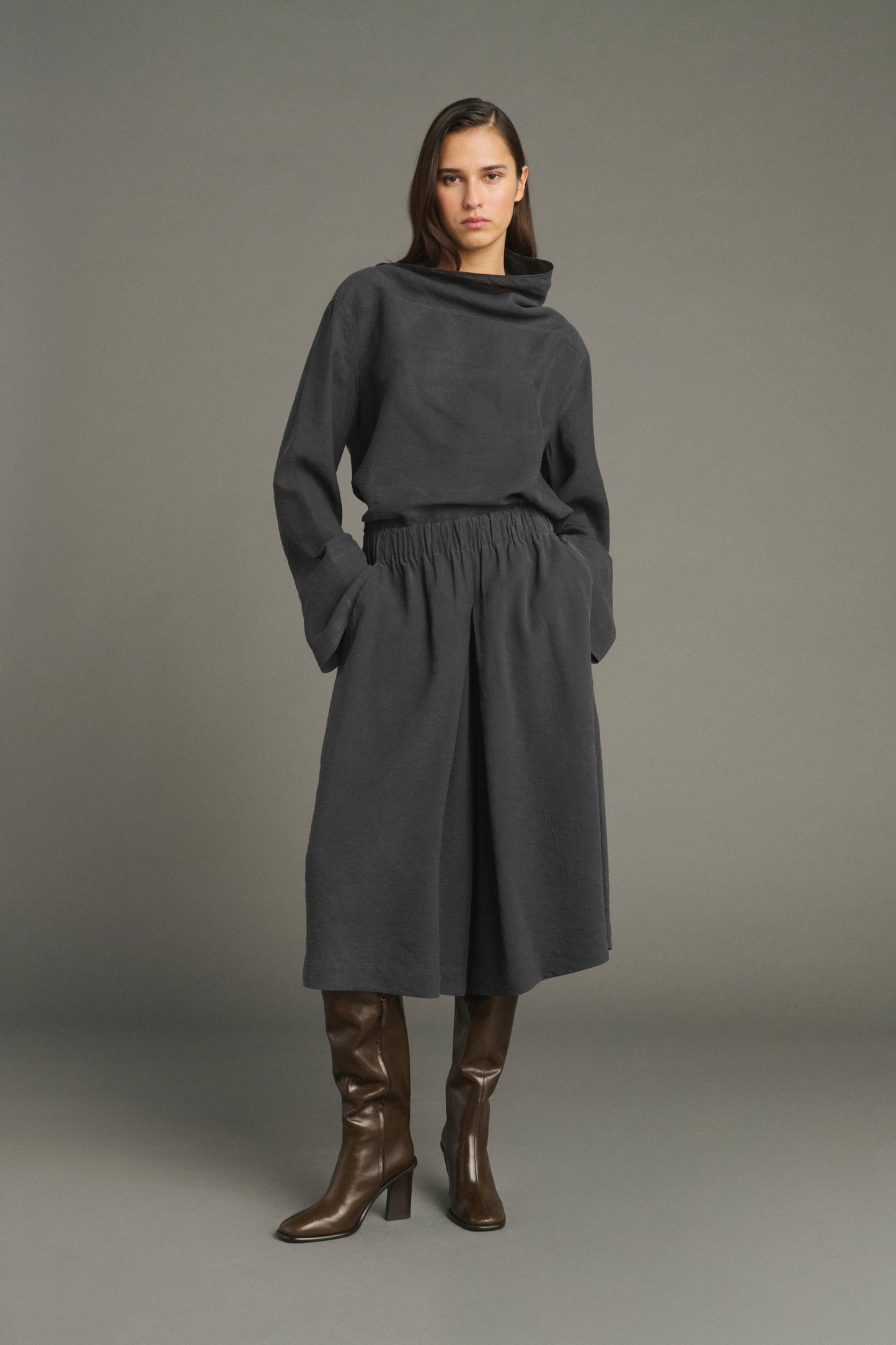Blusa Laila - Gris Antracita - Seda - Mujer