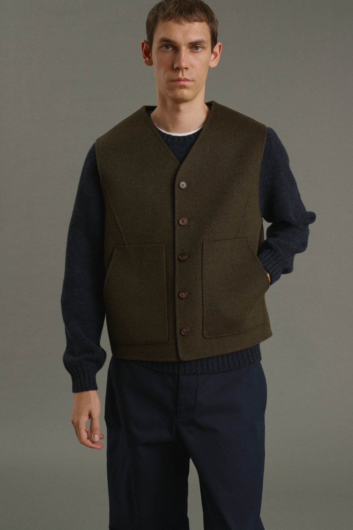 Chaqueta Romain - Caqui jaspeado - Doble faz - Hombre