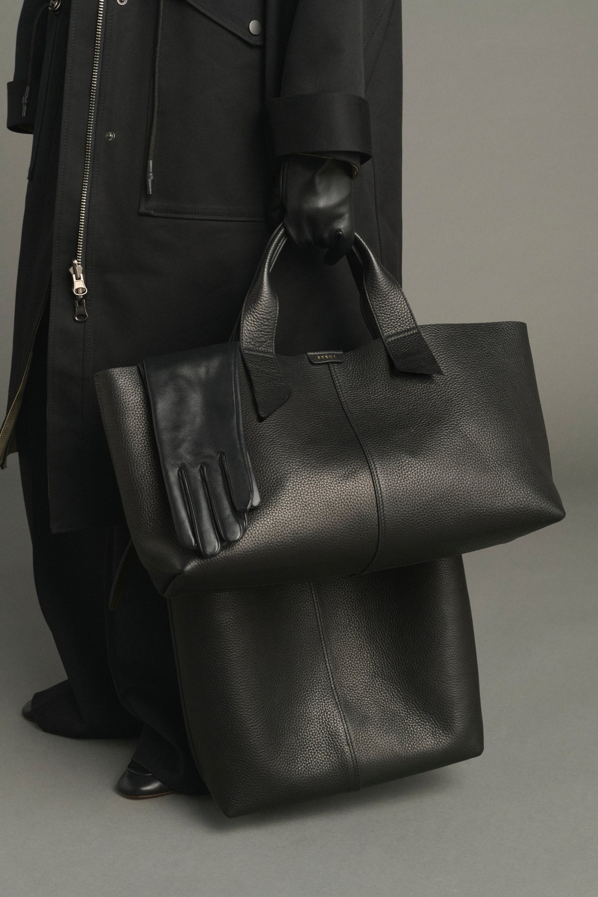 Bolso Suave - Negro Cuir Grainé Baguette - Soeur