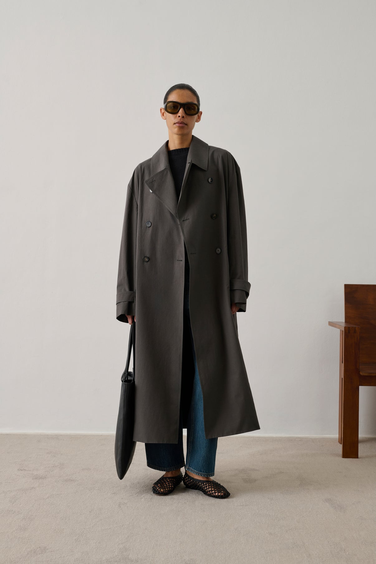 Trench Helio - Antracita oscuro - Algodón - Mujer vue 1