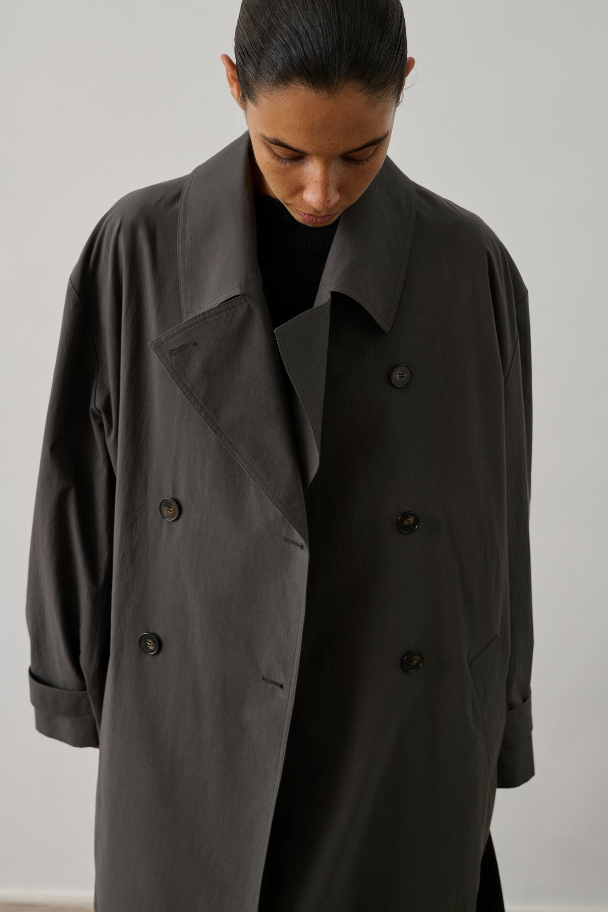 Trench Helio - Antracita oscuro - Algodón - Mujer vue 3