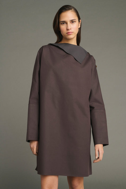 Vestido Liris - Higo/Marrón Oscuro - Algodón - Mujer