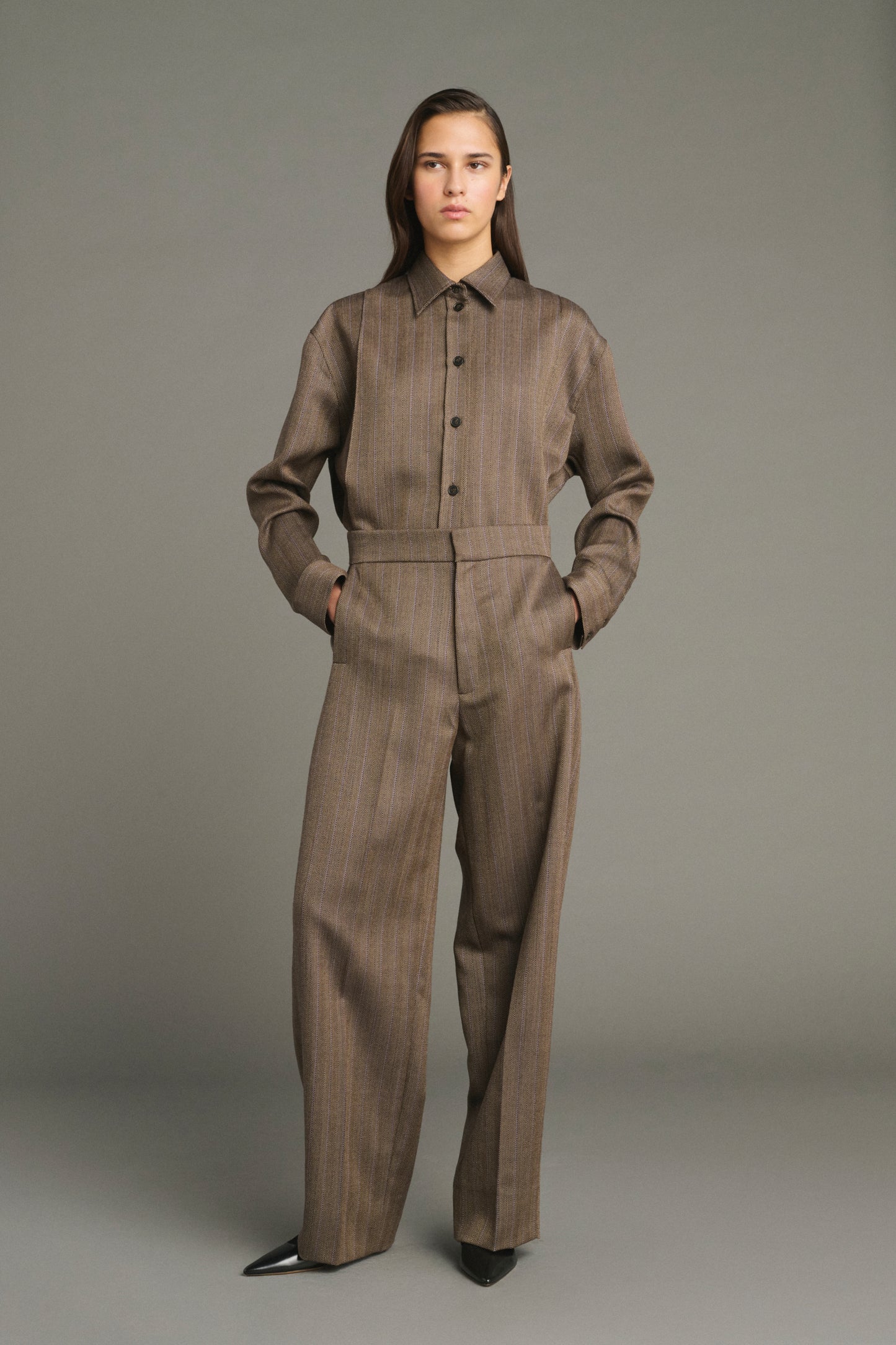 Camisa Lisbonne - Marrón/Malva - Lana - Mujer