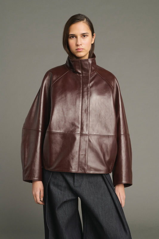 Chaqueta Gamma - Burdeos - Cuero - Mujer
