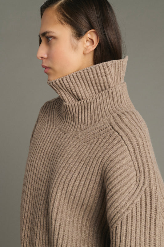 Cuello Gad - Beige jaspeado - Lana merinos - Mujer