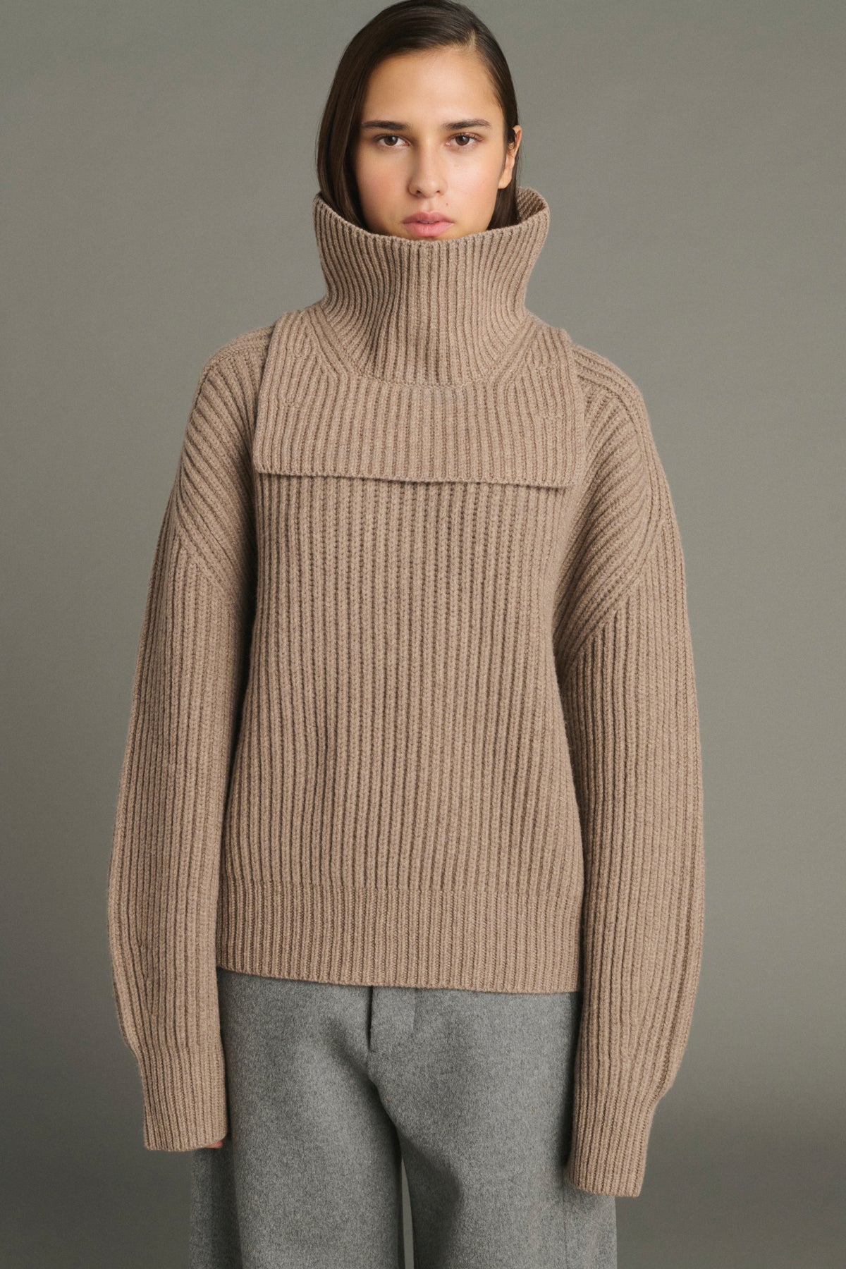 Cuello Gad - Beige jaspeado - Lana merinos - Mujer vue 4
