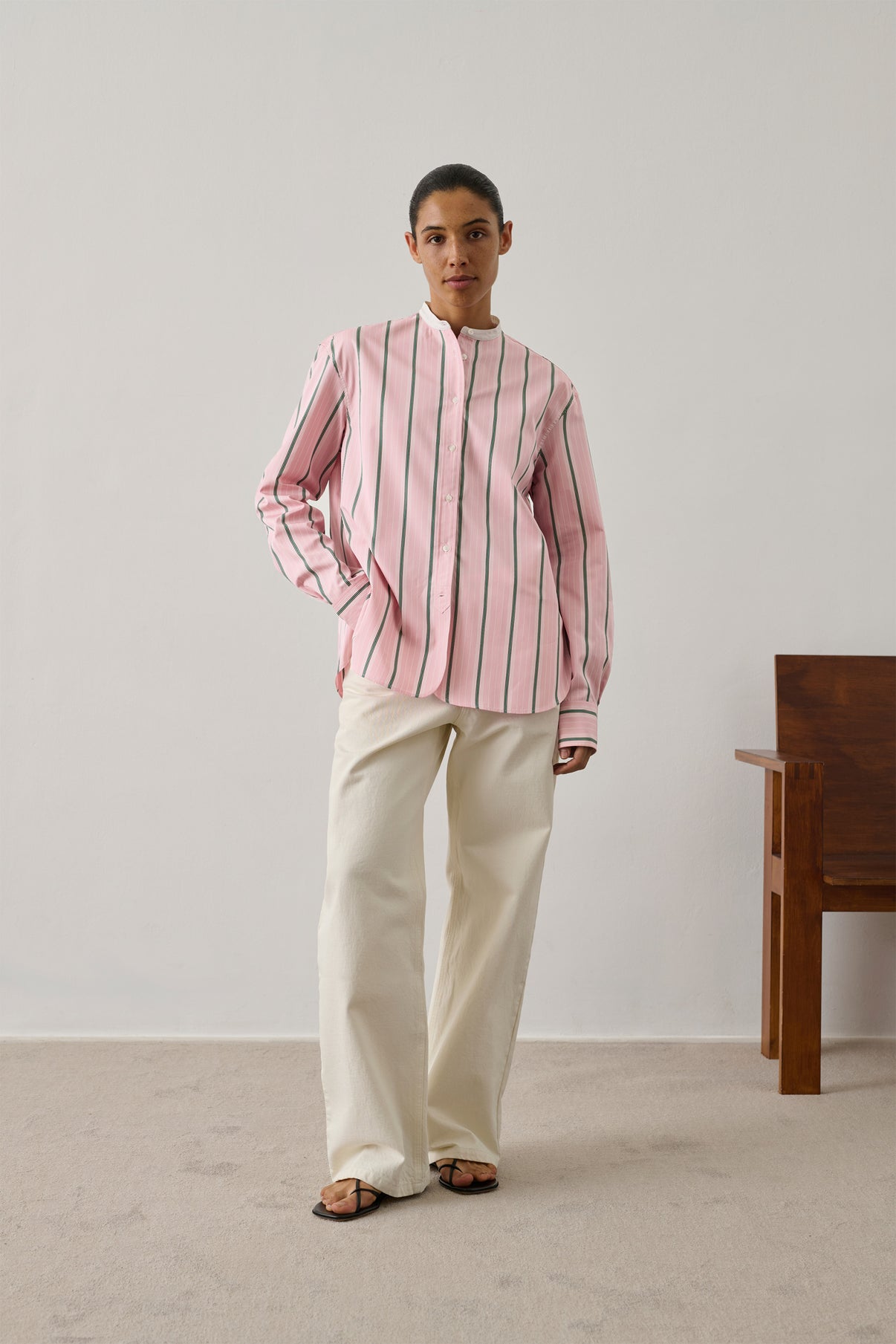 Camisa Bermudes - Rosa/Gris - Algodón - Mujer vue 1