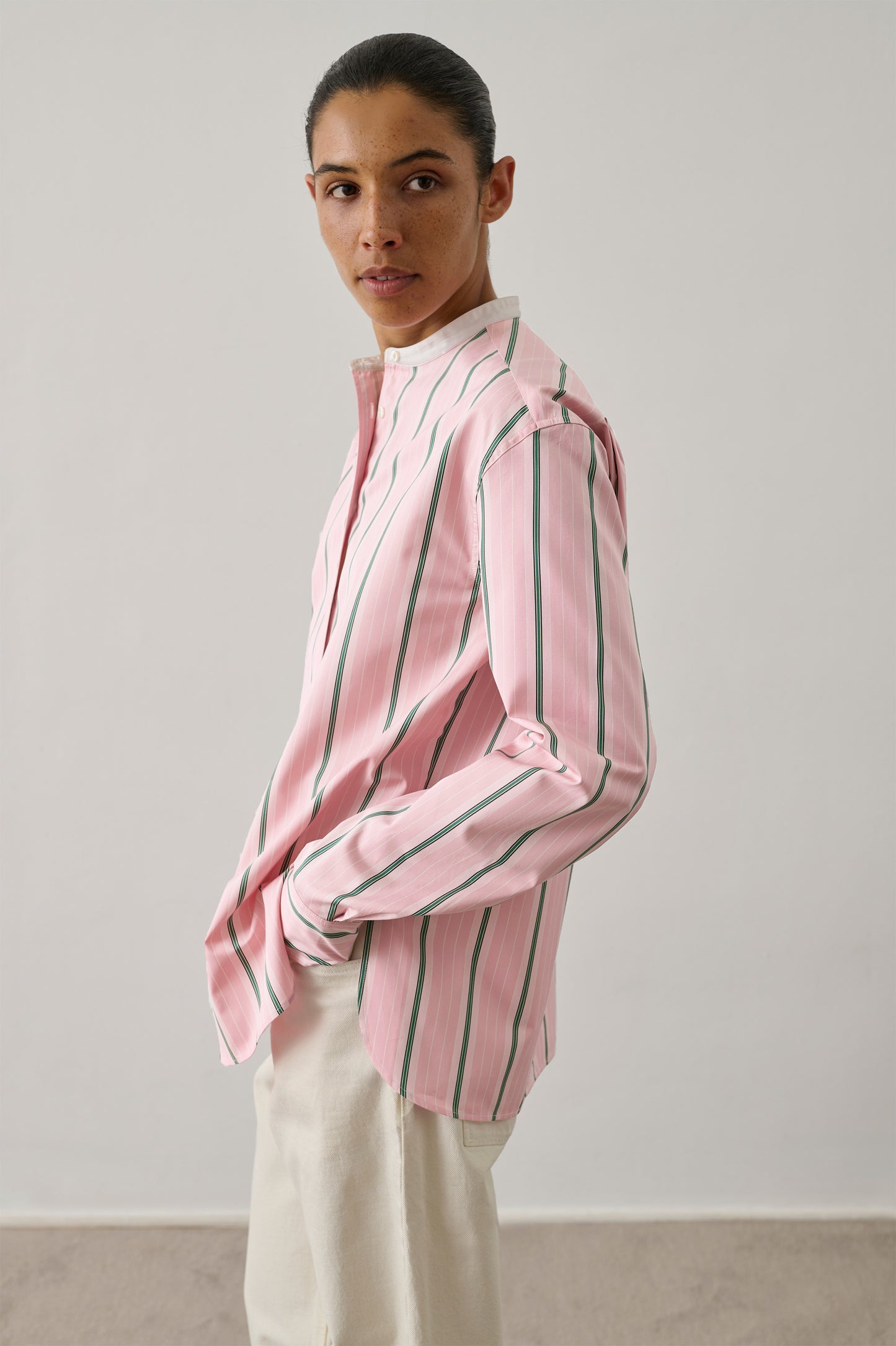 Camisa Bermudes - Rosa/Gris - Algodón - Mujer