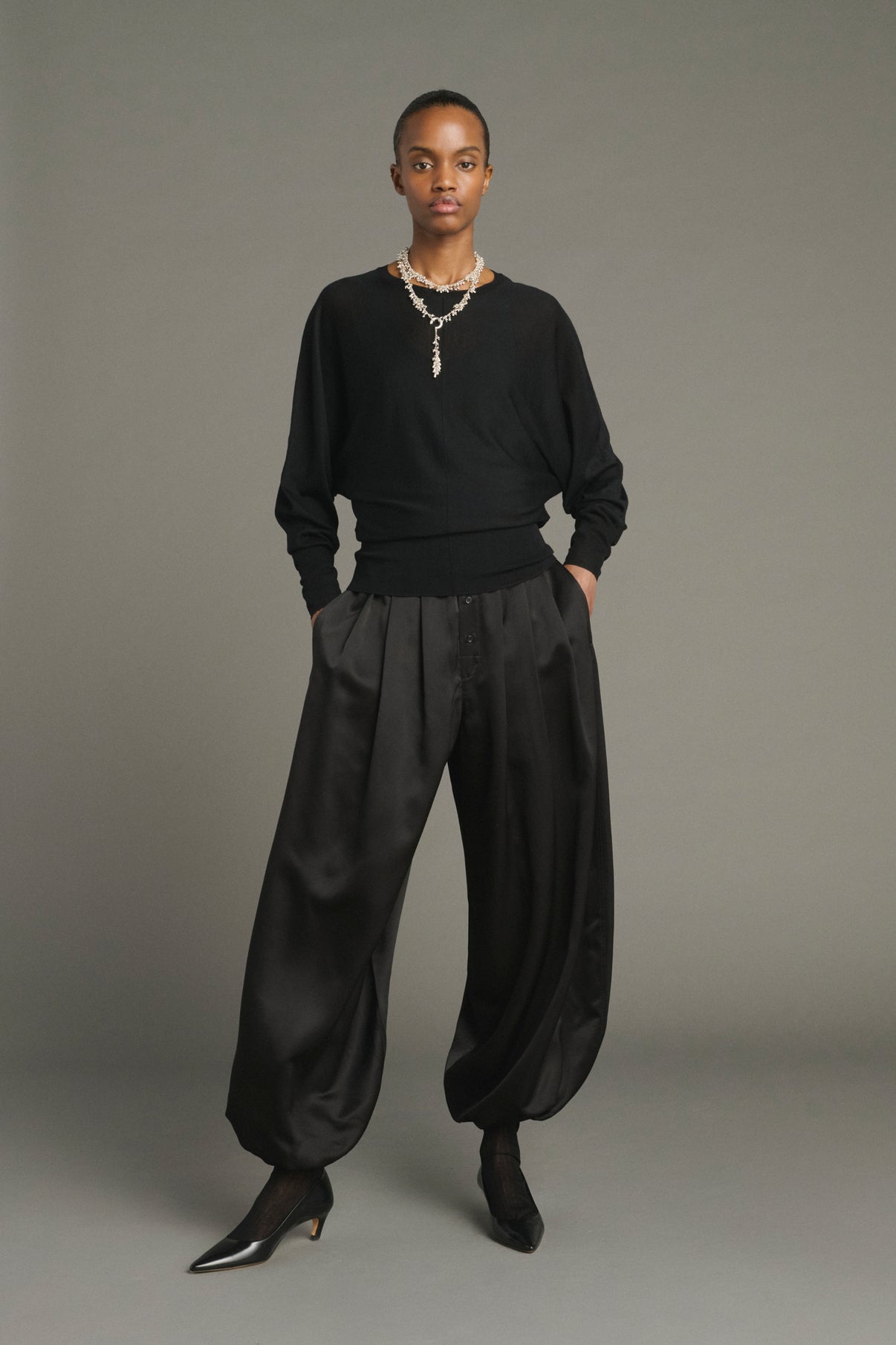 Jersey Lina - Negro - Lana Merino - Mujer vue 2