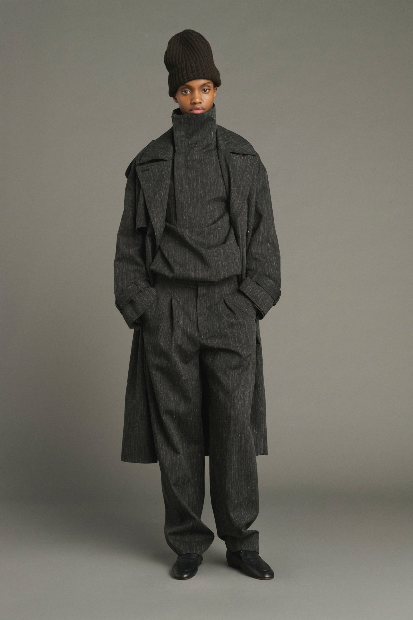 Trench Jourdain - Gris Antracita - Lana - Mujer