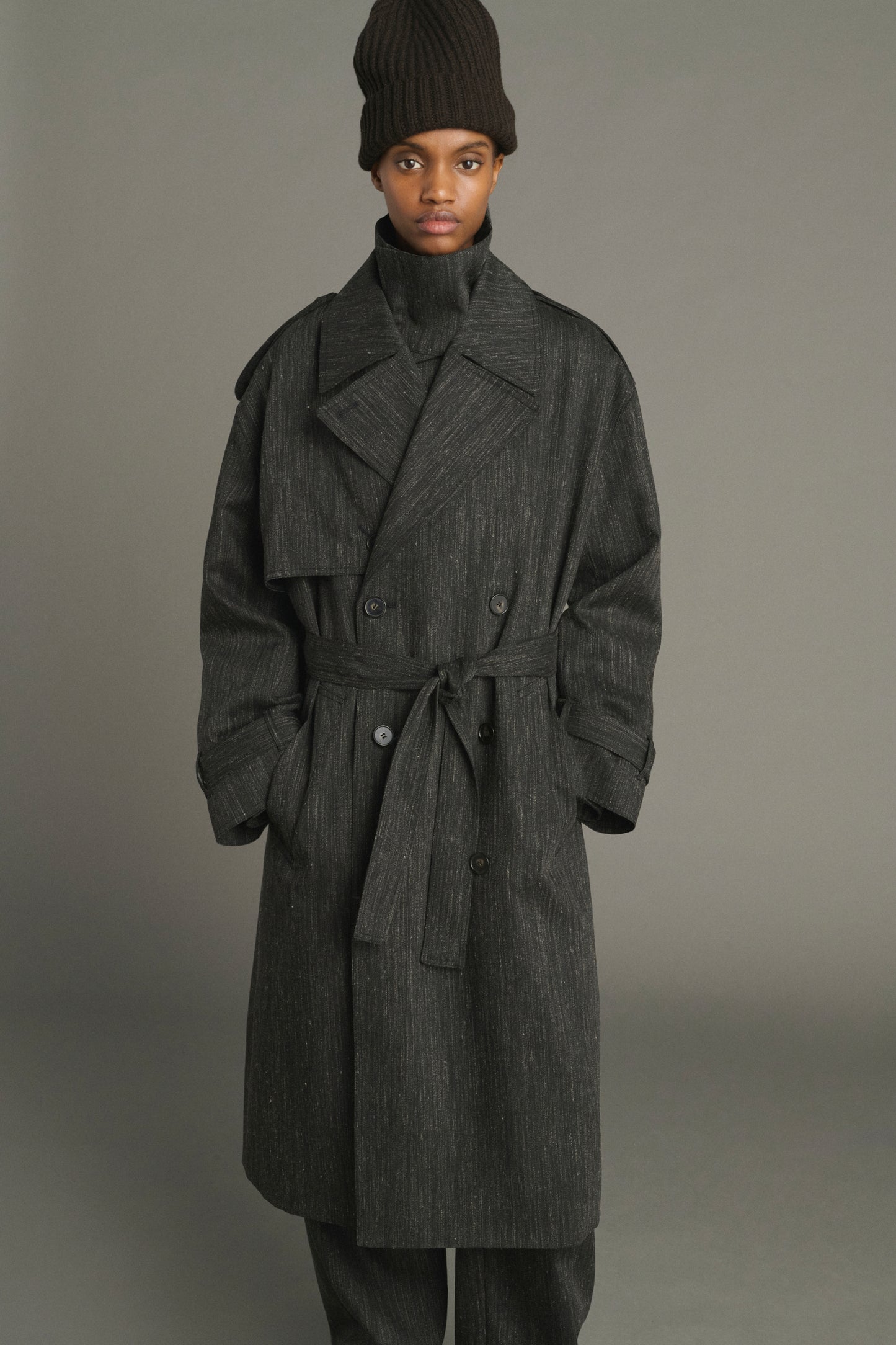 Trench Jourdain - Gris Antracita - Lana - Mujer