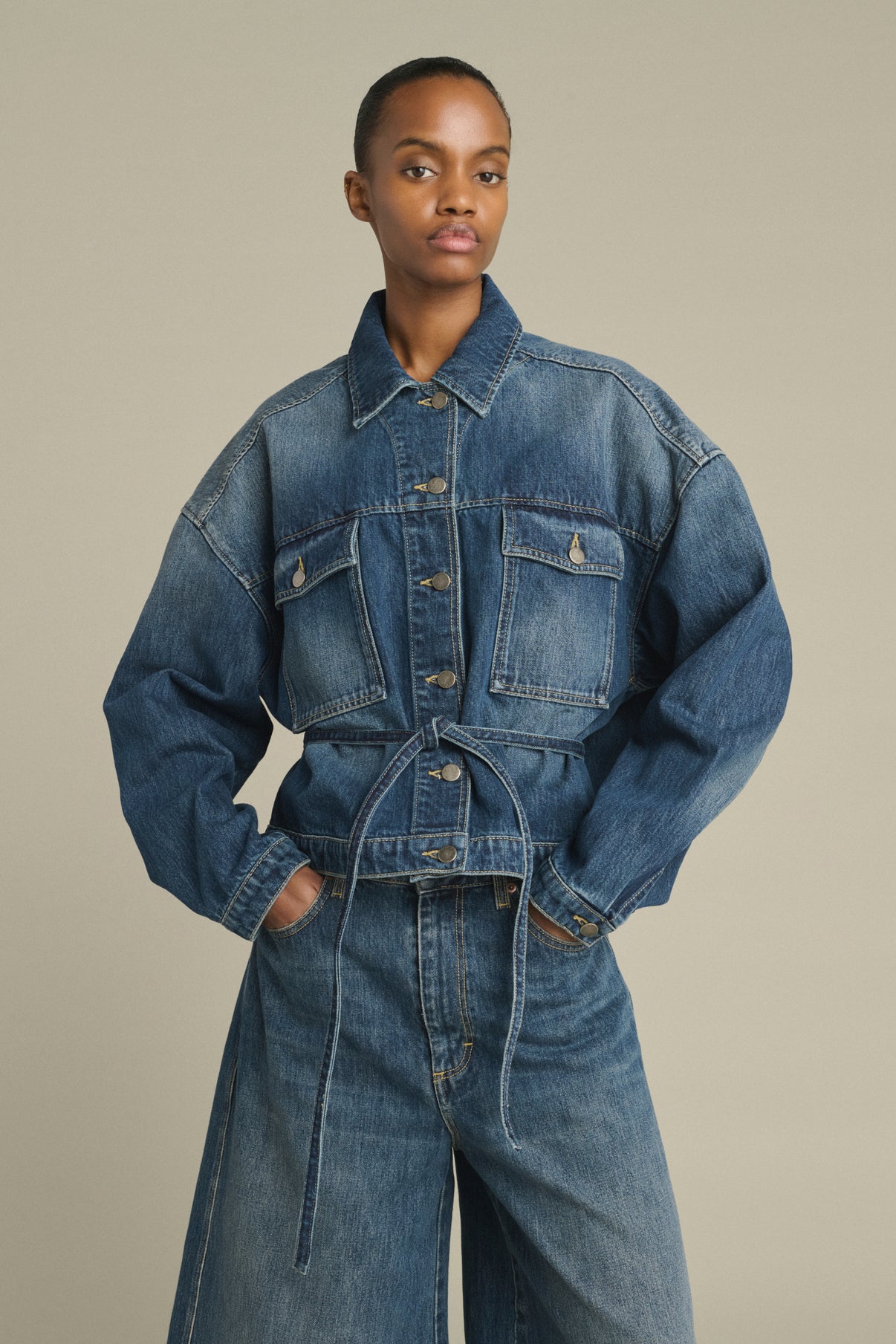 Chaqueta Lys - denim azul delavé - algodón - mujer vue 1