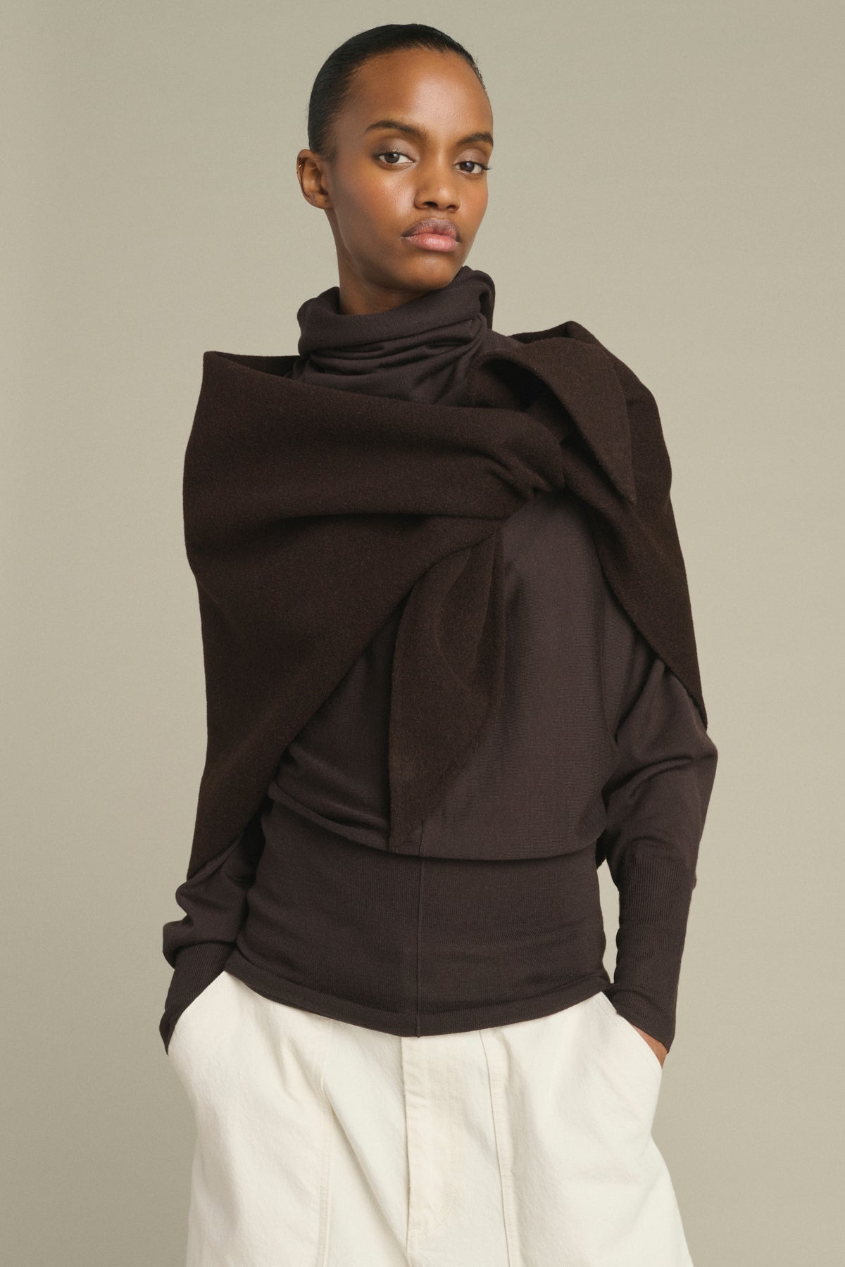 Capa Jamelia - Marrón oscuro - Lana - Mujer vue 2