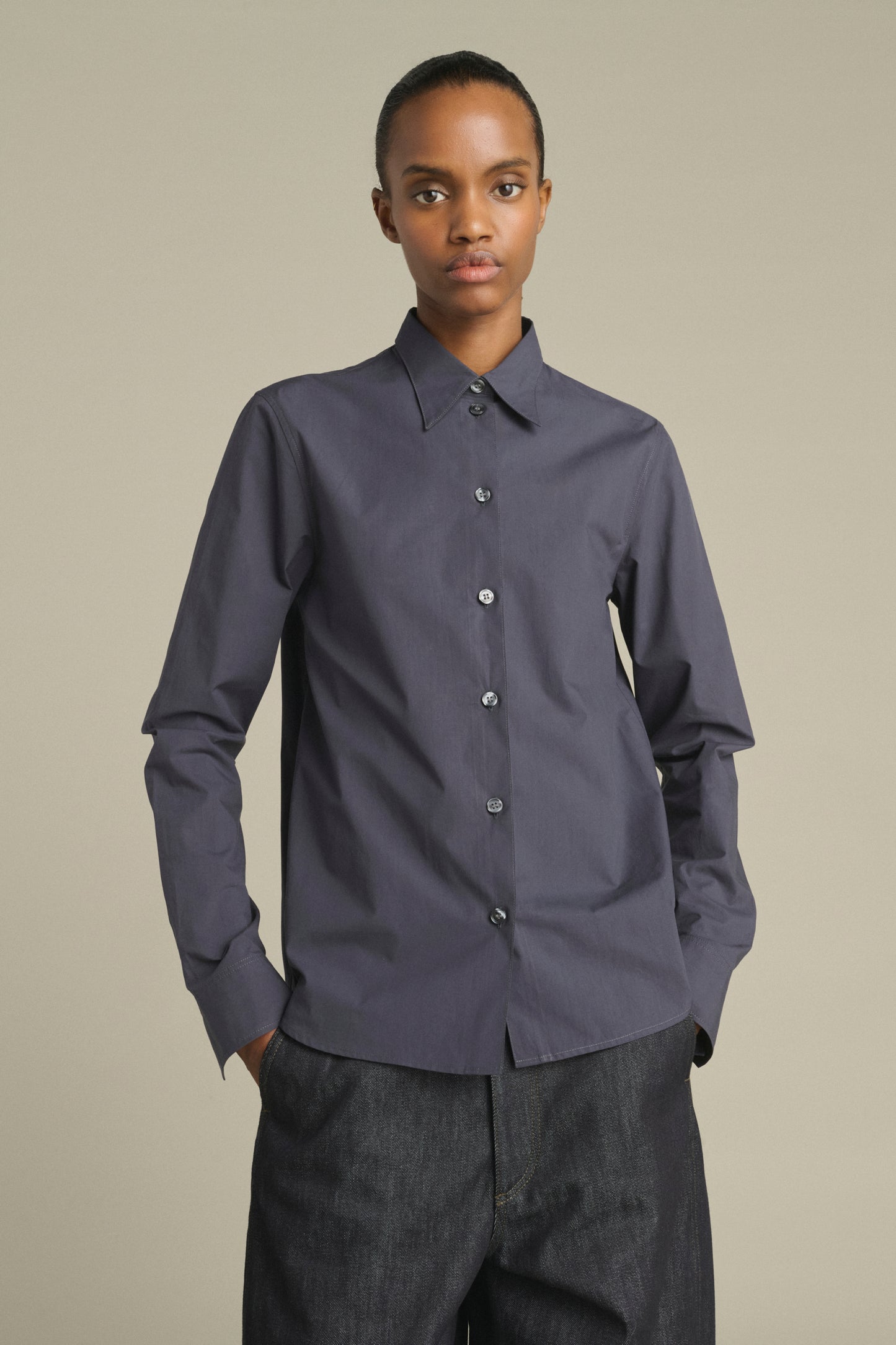 Camisa Lavinia - Azul Noche - Algodón - Mujer