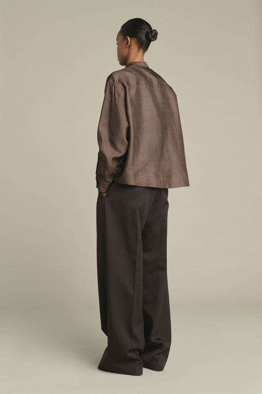 Blusa Hampton - Marrón Oscuro - Seda - Mujer
