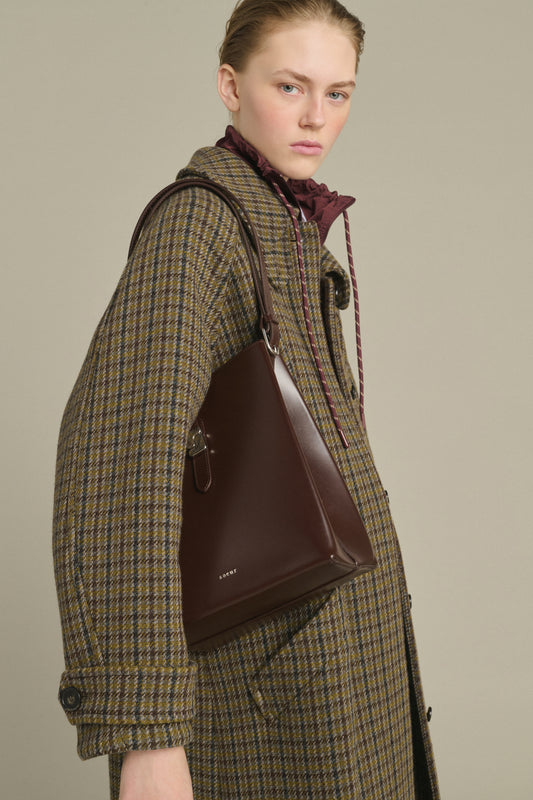 Bolso Bello - Marrón cálido Piel Box tipo cubo - Soeur