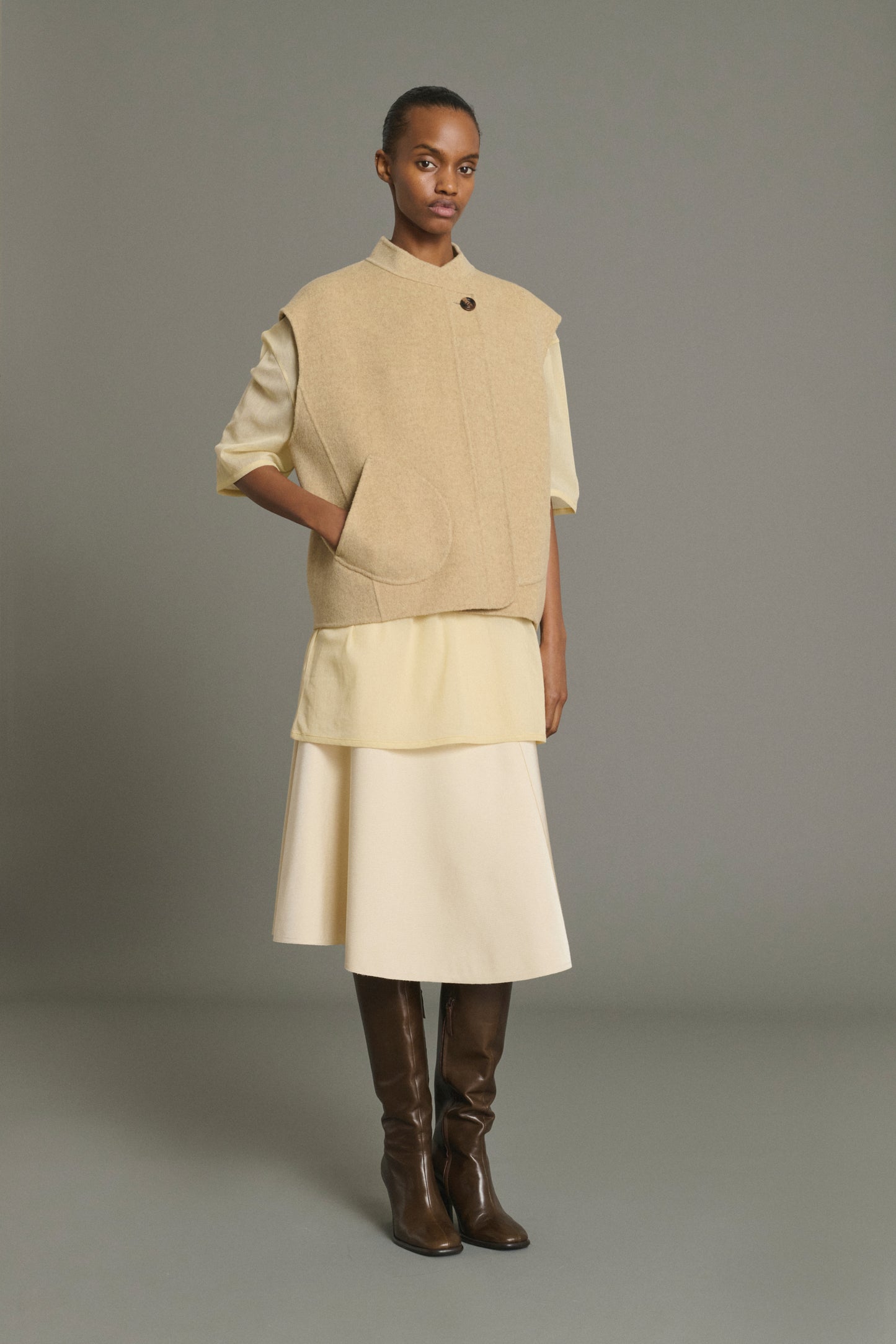 Cazadora Adeline - Beige jaspeado lana mujer - Soeur
