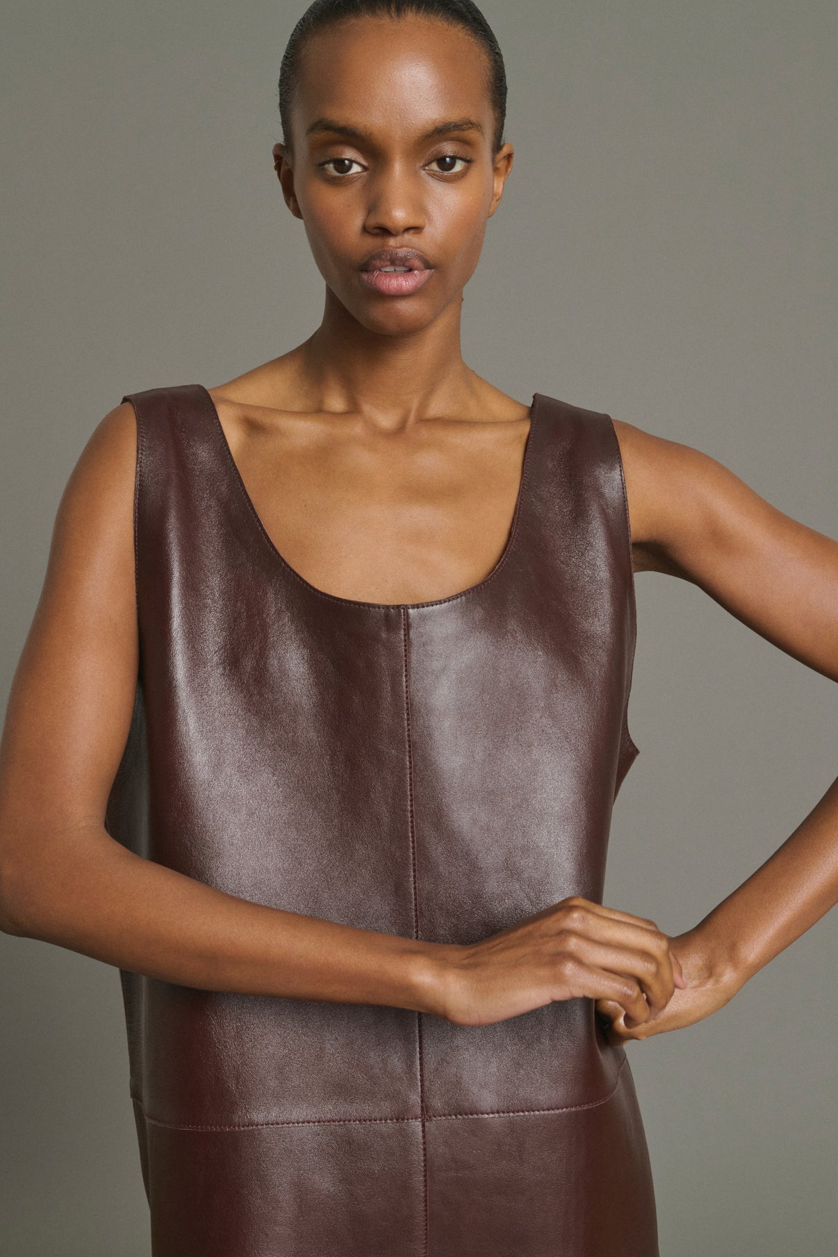 Vestido Joa - Burdeos - Cuero - Mujer vue 3