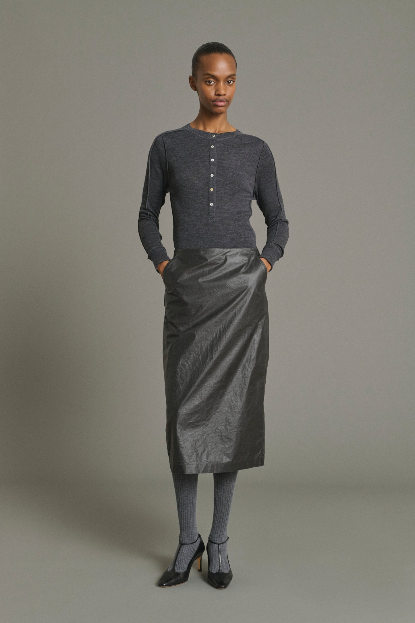 Camiseta Laos - Gris Antracita - Lana - Mujer