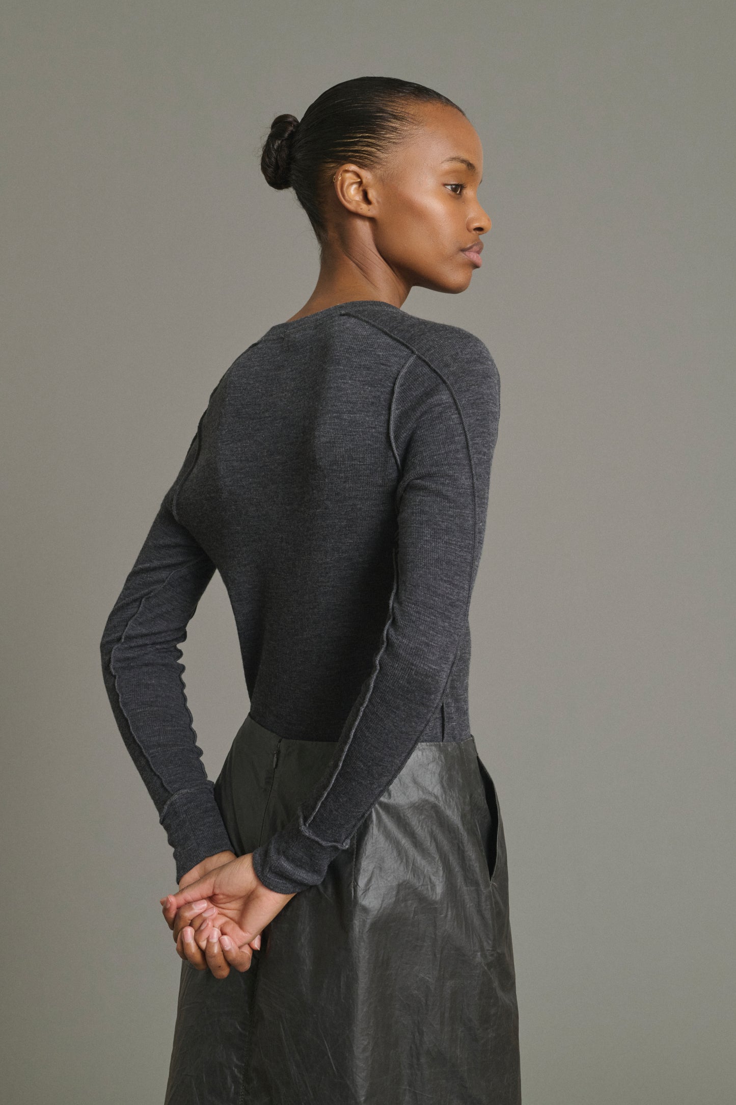 Camiseta Laos - Gris Antracita - Lana - Mujer