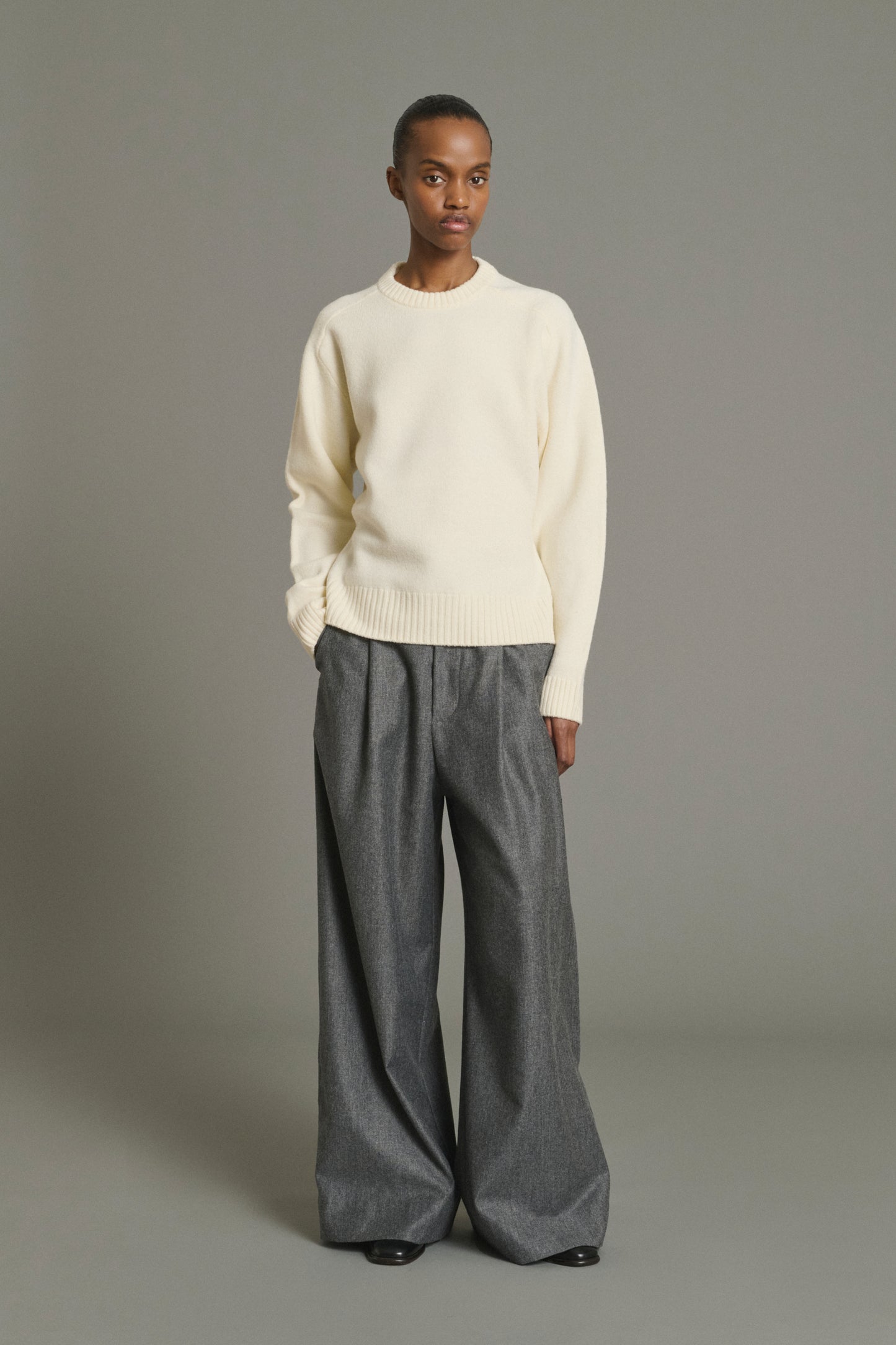 Pantalón Hugues - Gris jaspeado - Lana - Mujer