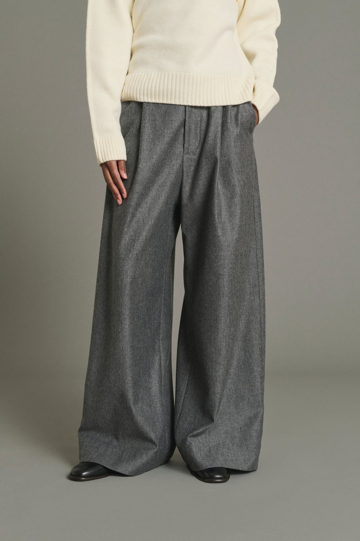 Pantalón Hugues - Gris jaspeado - Lana - Mujer vue 3