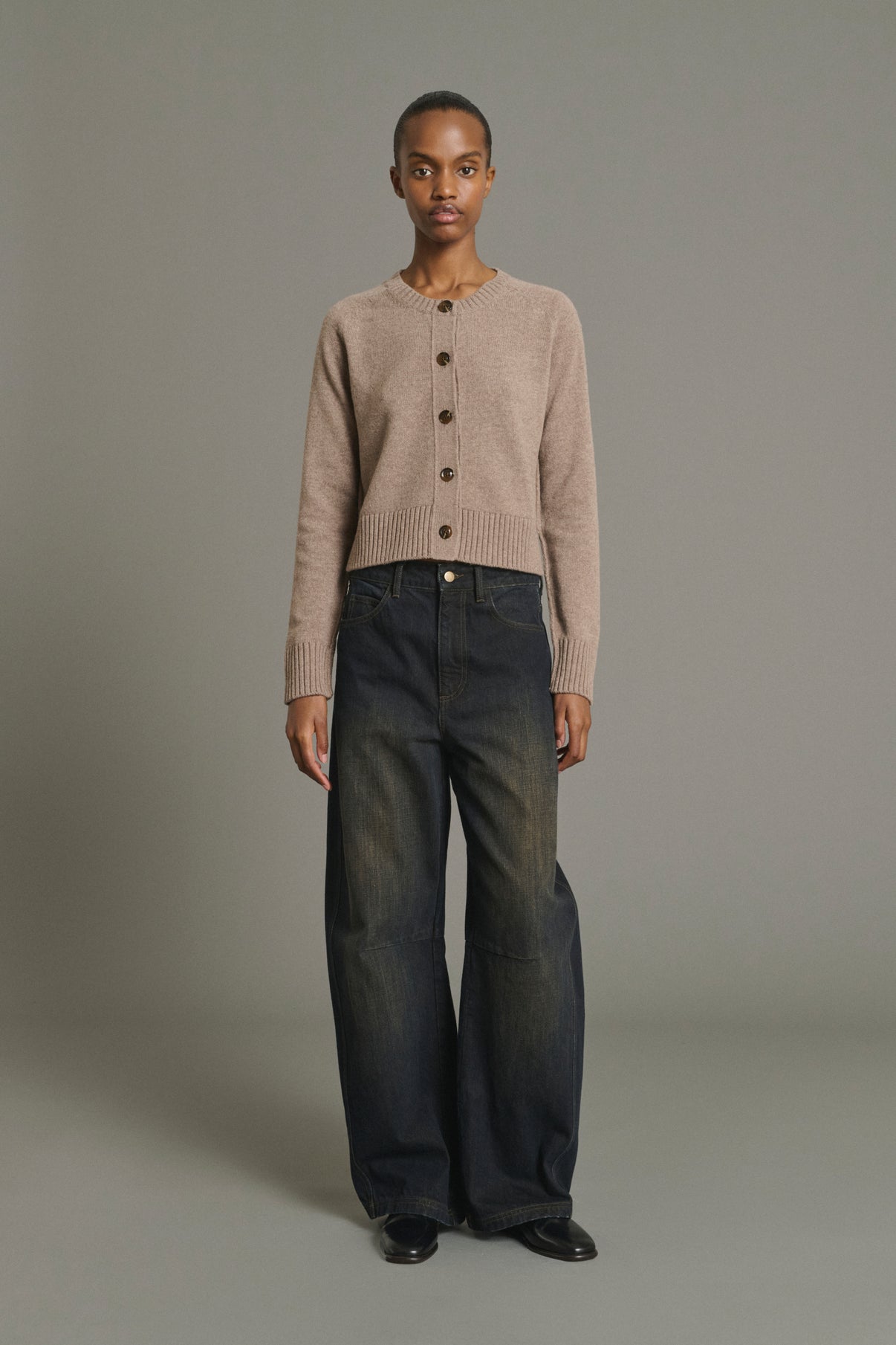 Cárdigan Virginia - Beige jaspeado - Lana merino - Mujer vue 3