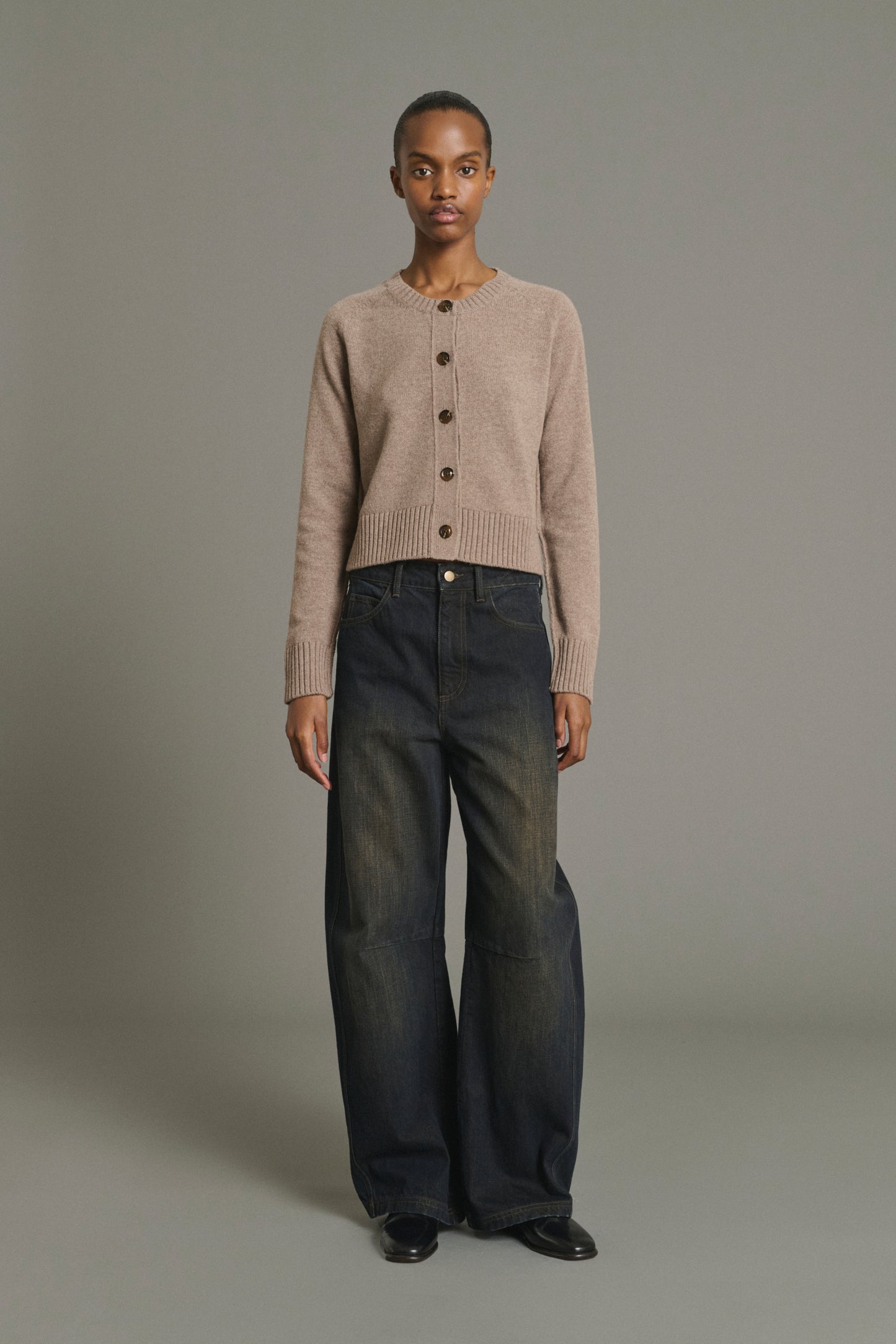 Cárdigan Virginia - Beige jaspeado - Lana merino - Mujer