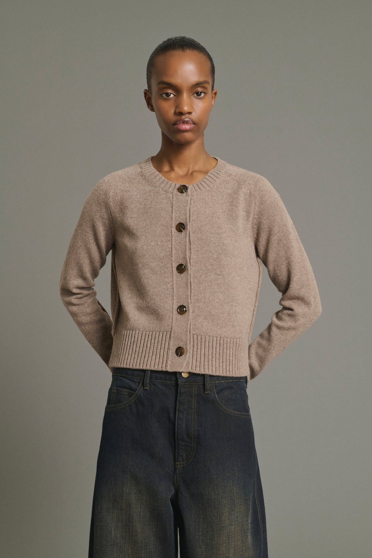 Cárdigan Virginia - Beige Jaspeado - Lana Merino - Mujer vue 1