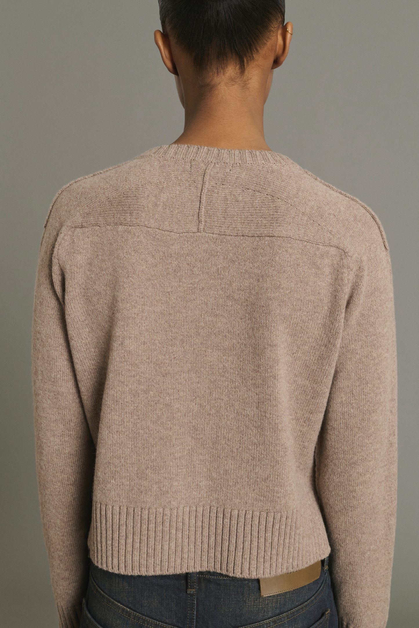 Cárdigan Virginia - Beige jaspeado - Lana merino - Mujer