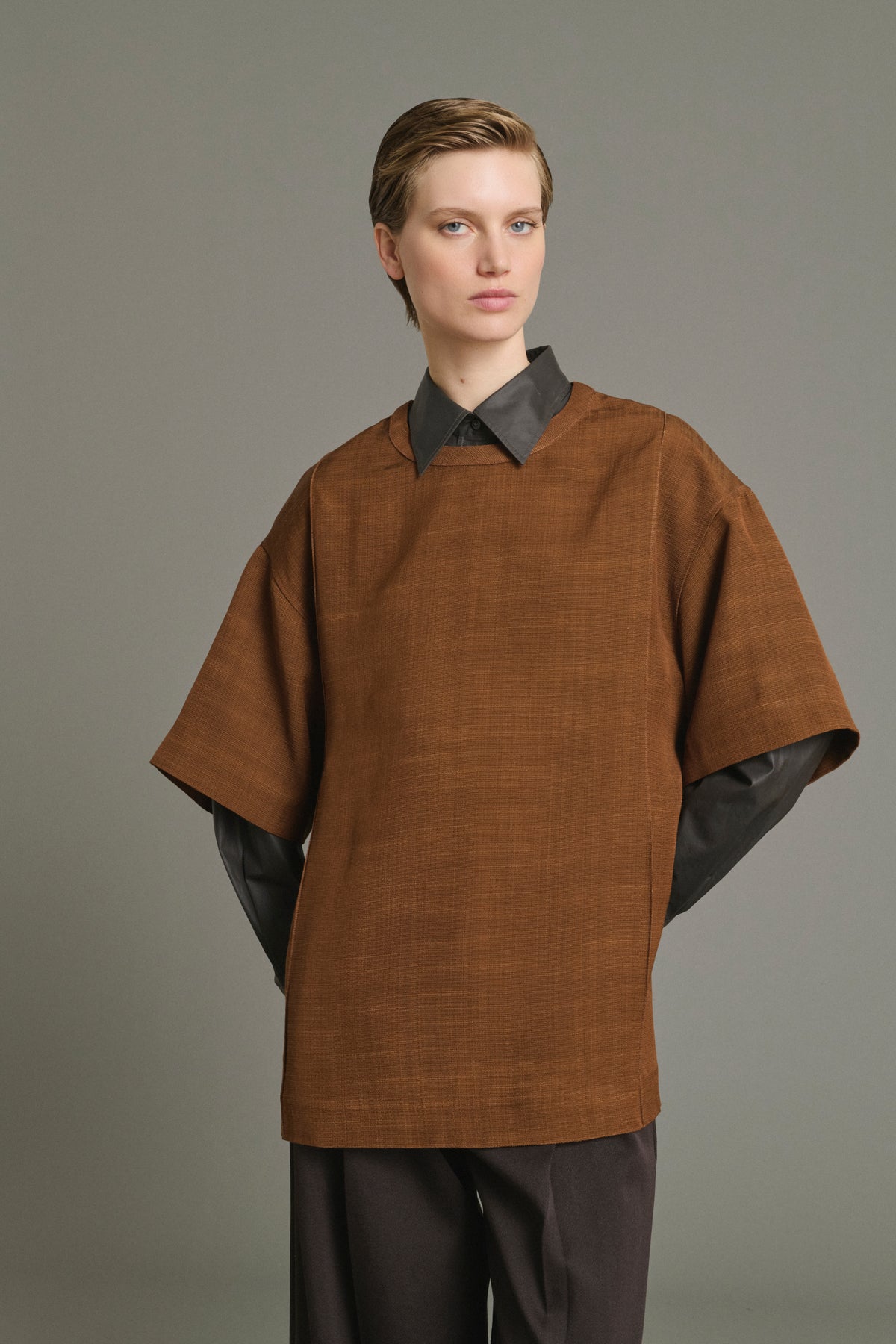 Camisa Lisa - Caramelo - Mujer vue 3