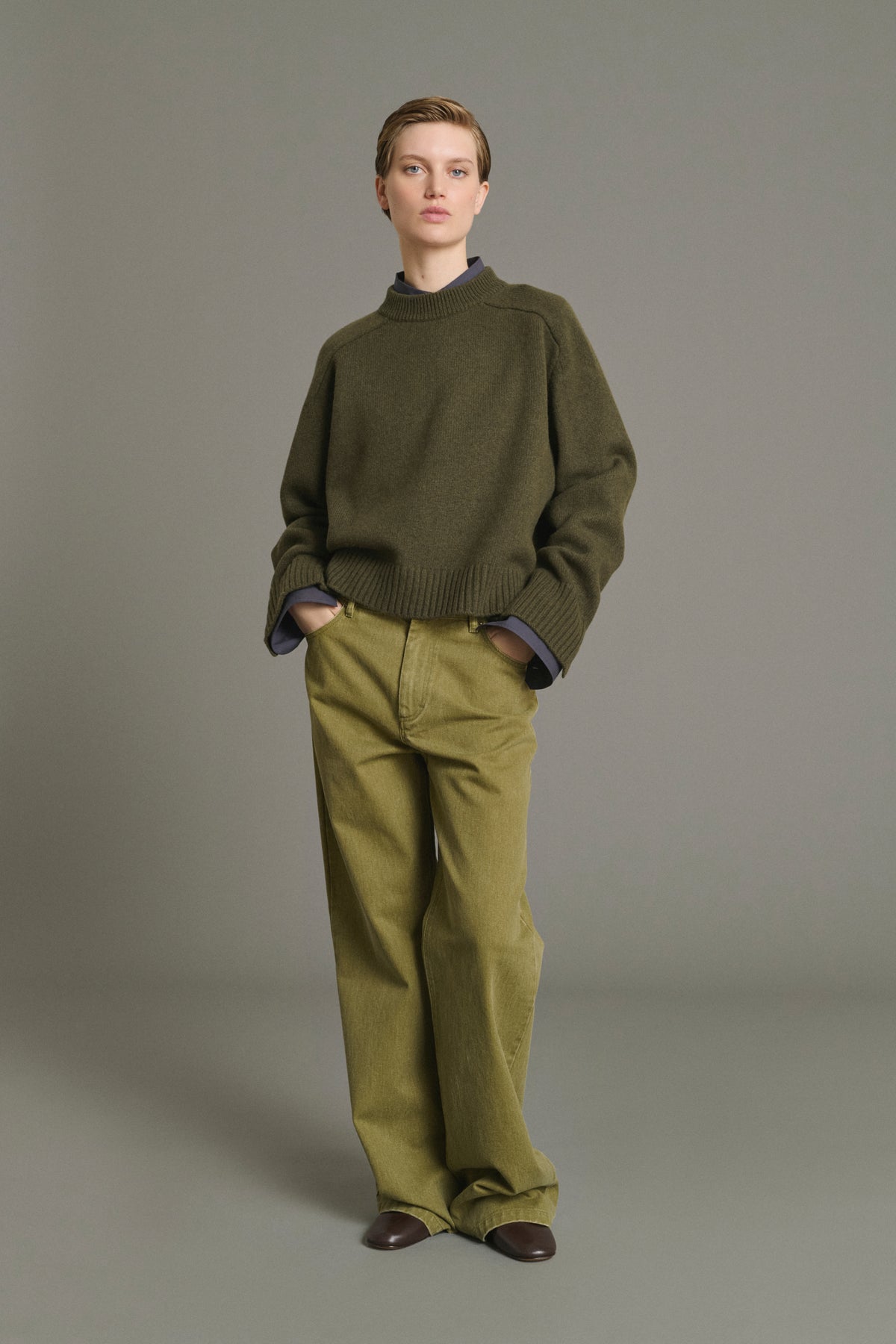 Jersey Will - Caqui jaspeado - Lana merino - Mujer vue 1