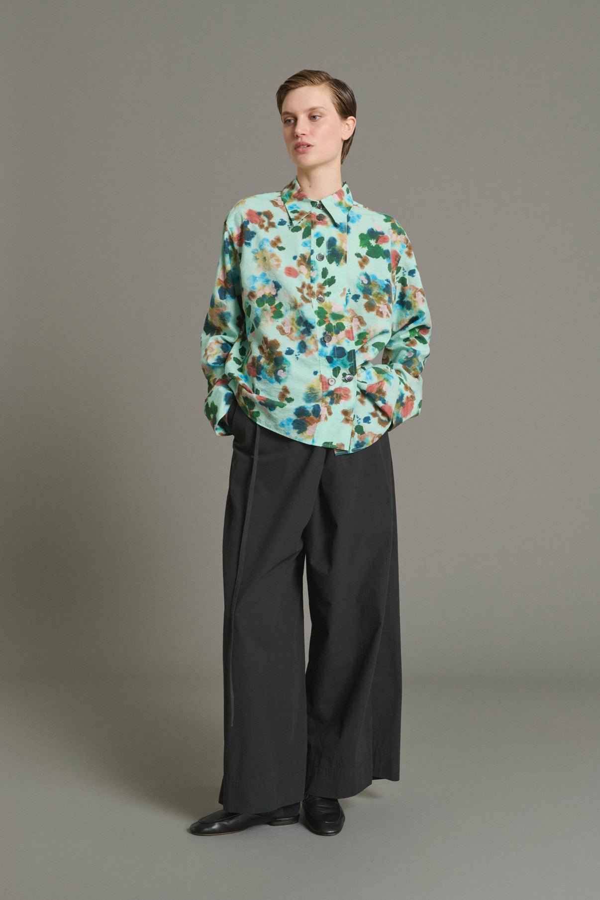 Camisa Lepic - Turquesa - Seda - Mujer vue 3