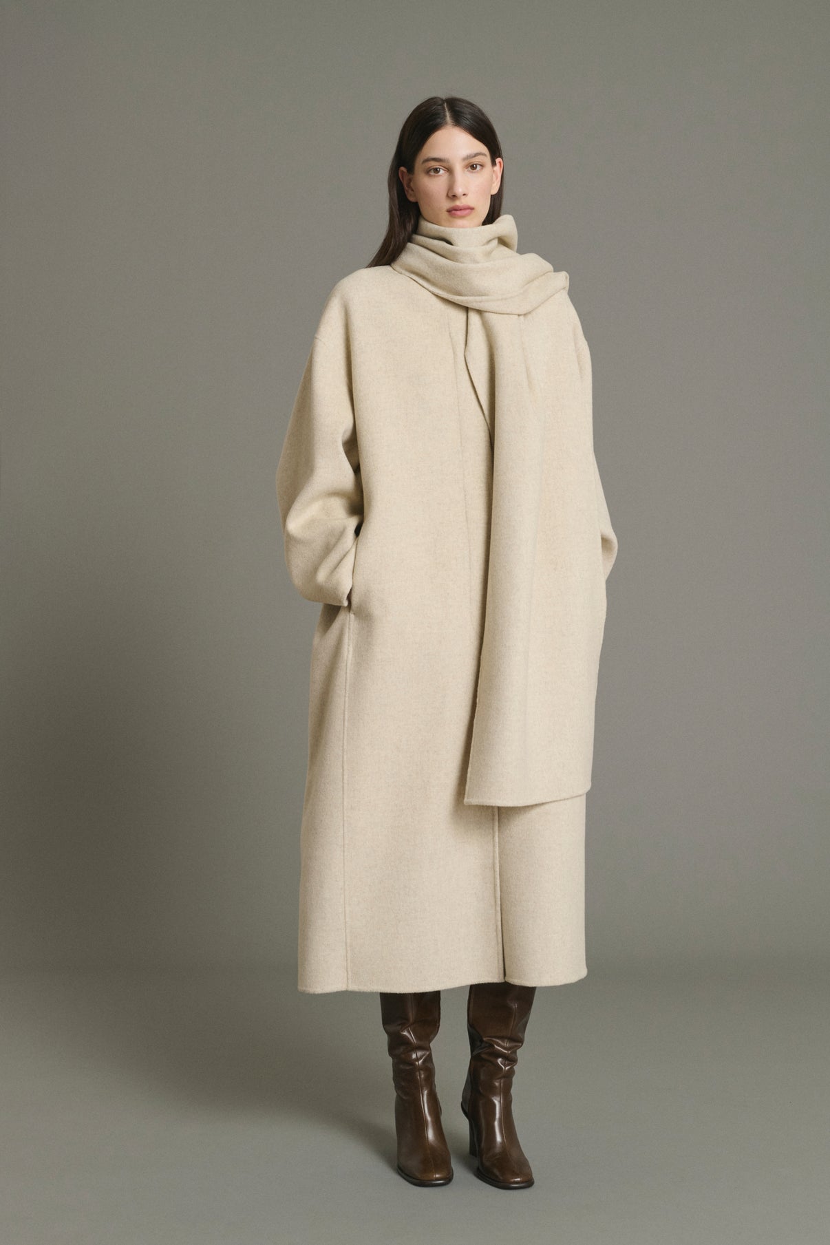 Abrigo Finn - Crudo/Gris - Lana - Mujer vue 1