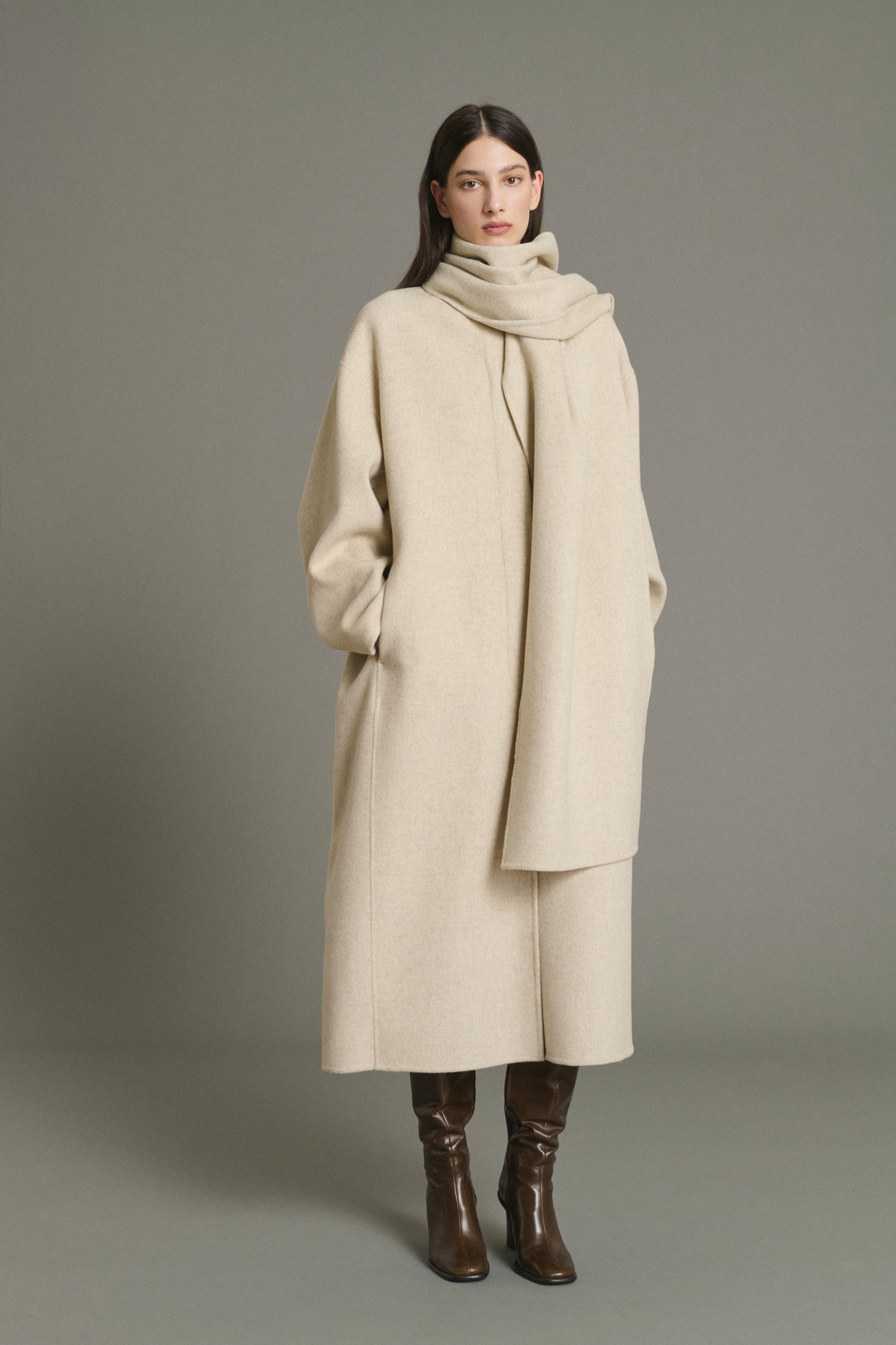 Abrigo Finn - Crudo/Gris - Lana - Mujer
