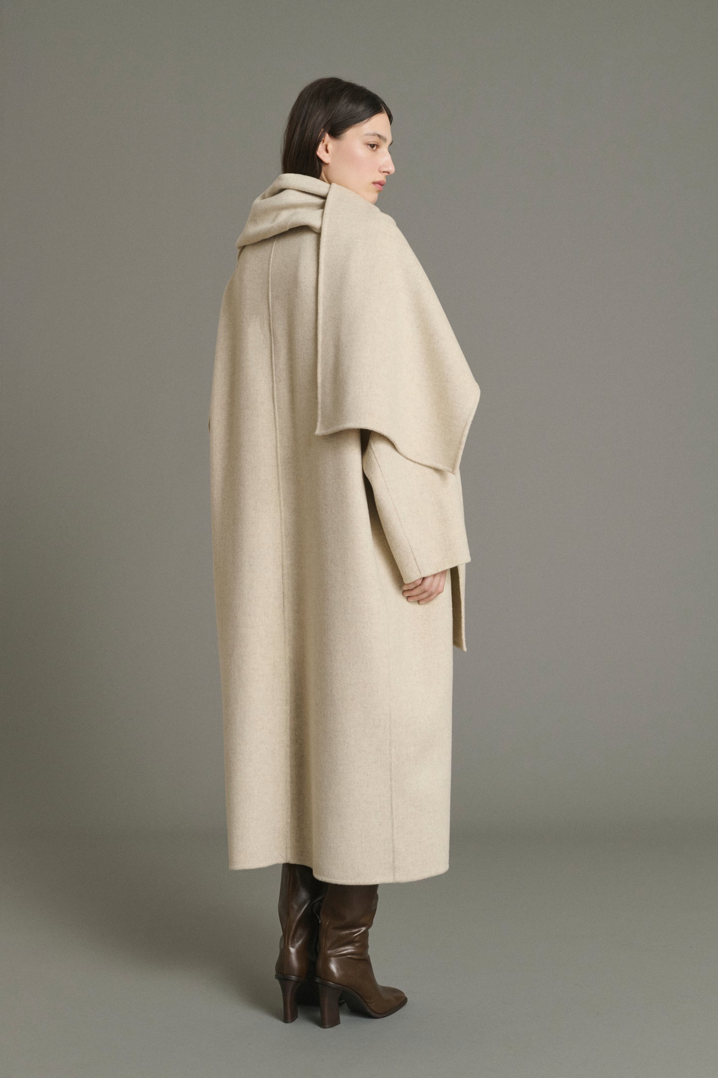 Abrigo Finn - Crudo/Gris - Lana - Mujer