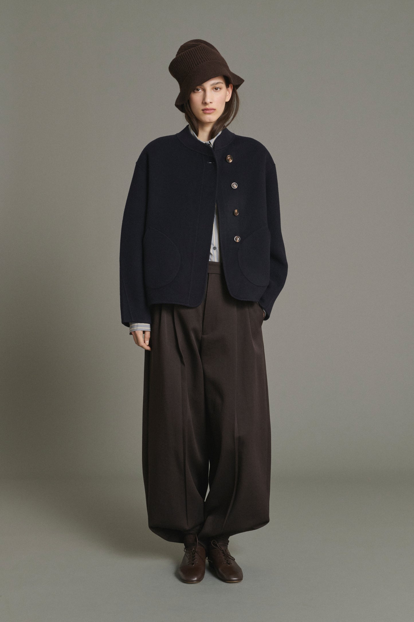 Abrigo Windsor - Deep Navy Lana Corto Mujer - Soeur