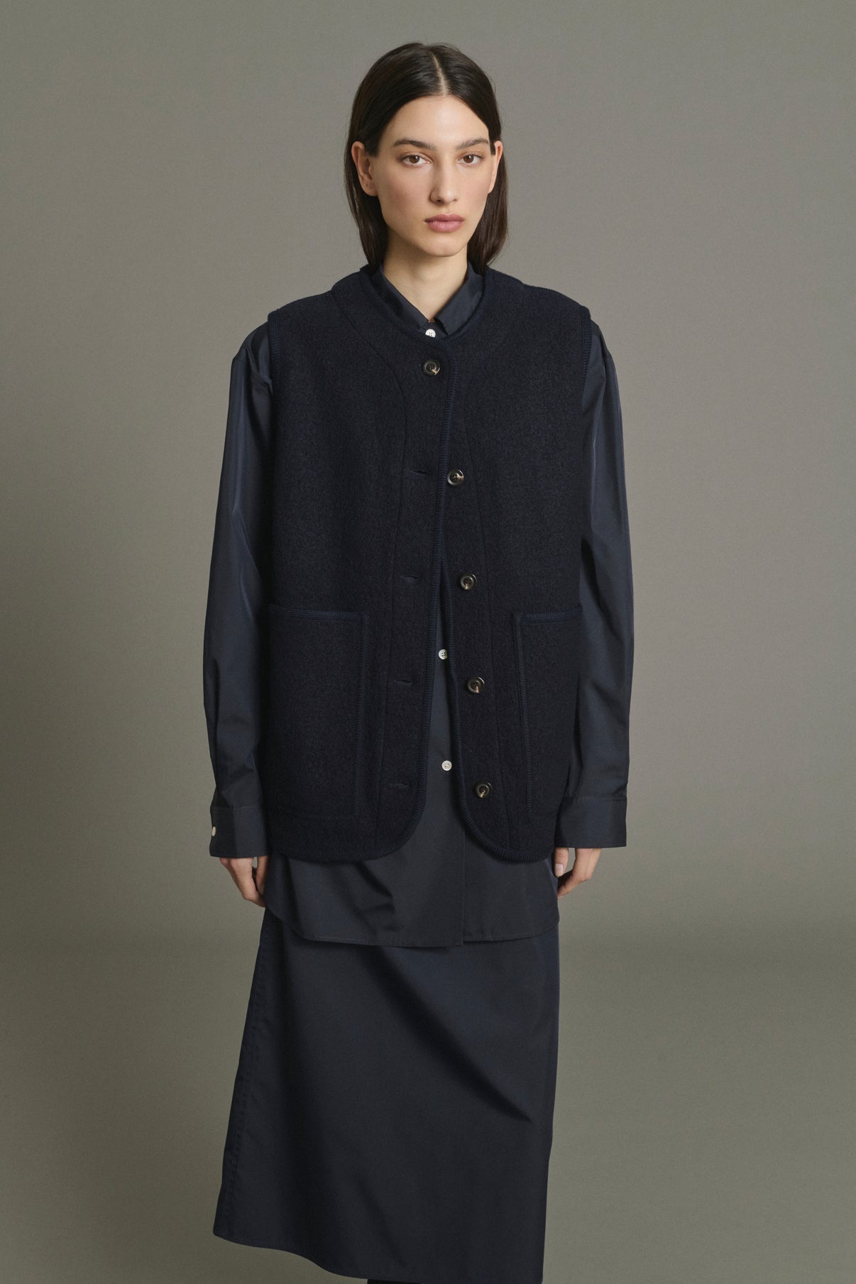 Chaqueta Chicago - Azul Marino Lana Boullida Mujer - Soeur vue 3