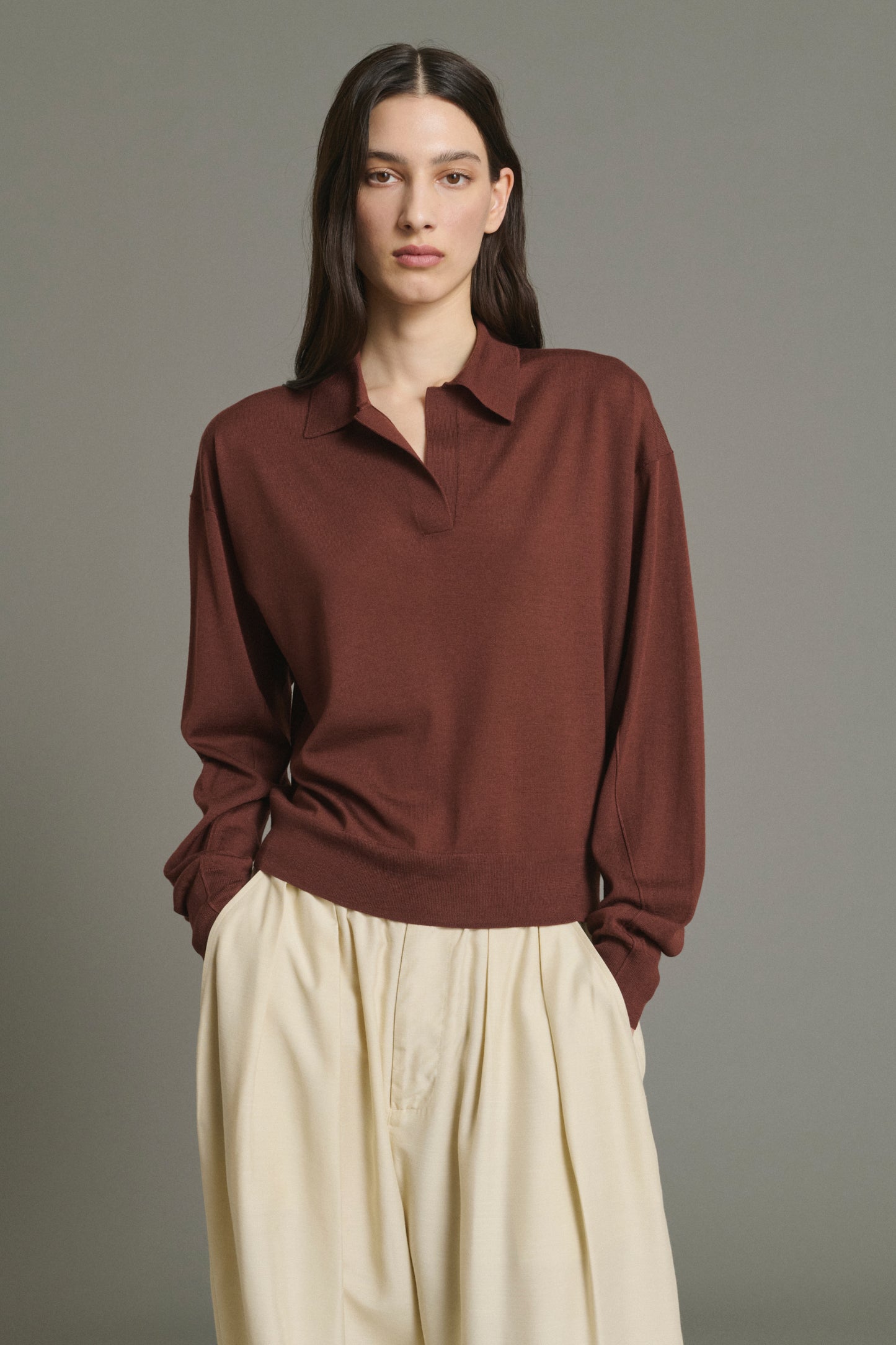 Jersey Fleming - Caoba - Lana merina - Mujer