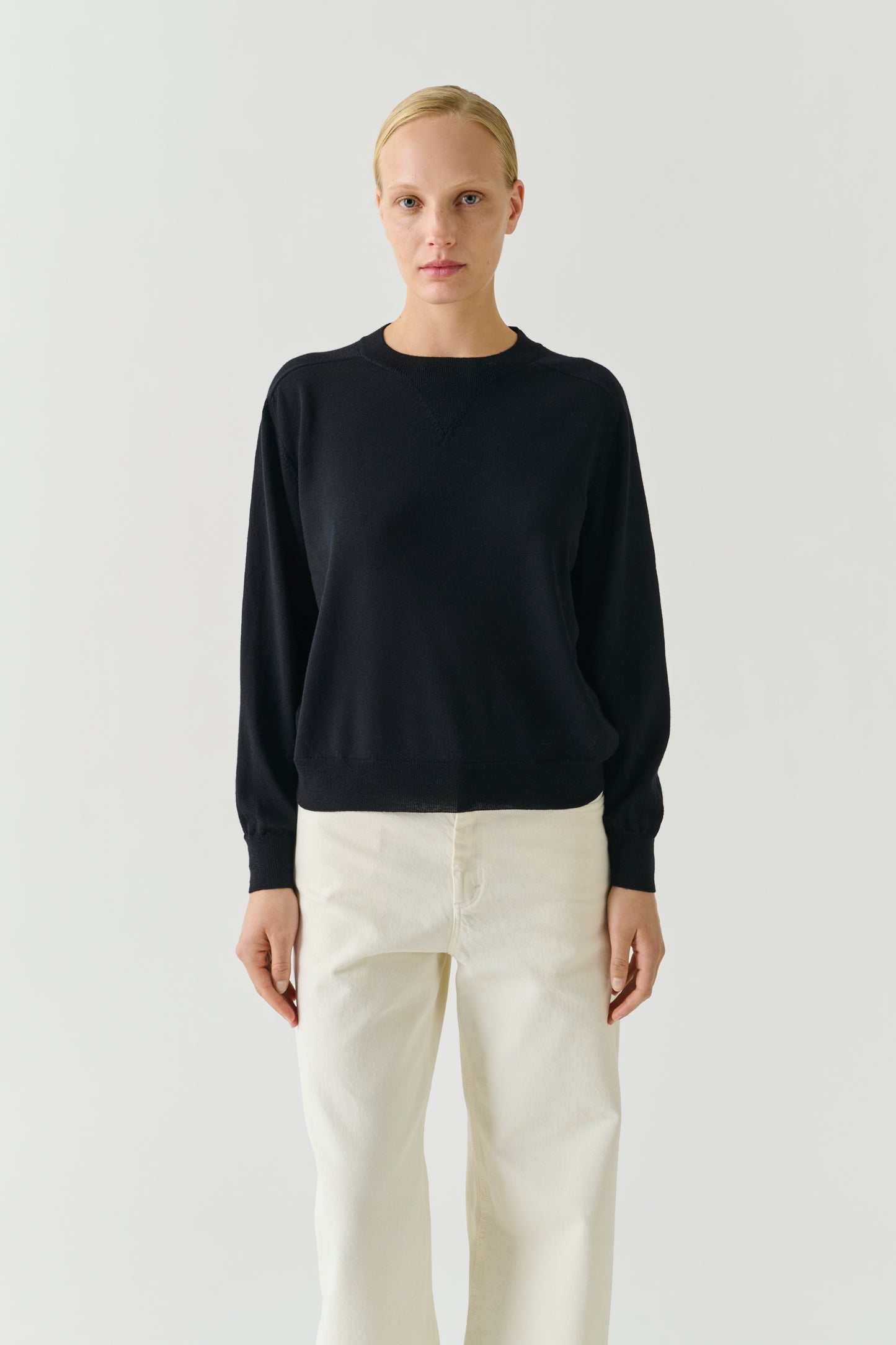 Jersey Pio - Negro - Lana merino - Mujer